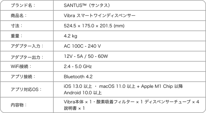 ワインの美味しさをキープするスマートワインディスペンサー『SANTUS™ Vibra』